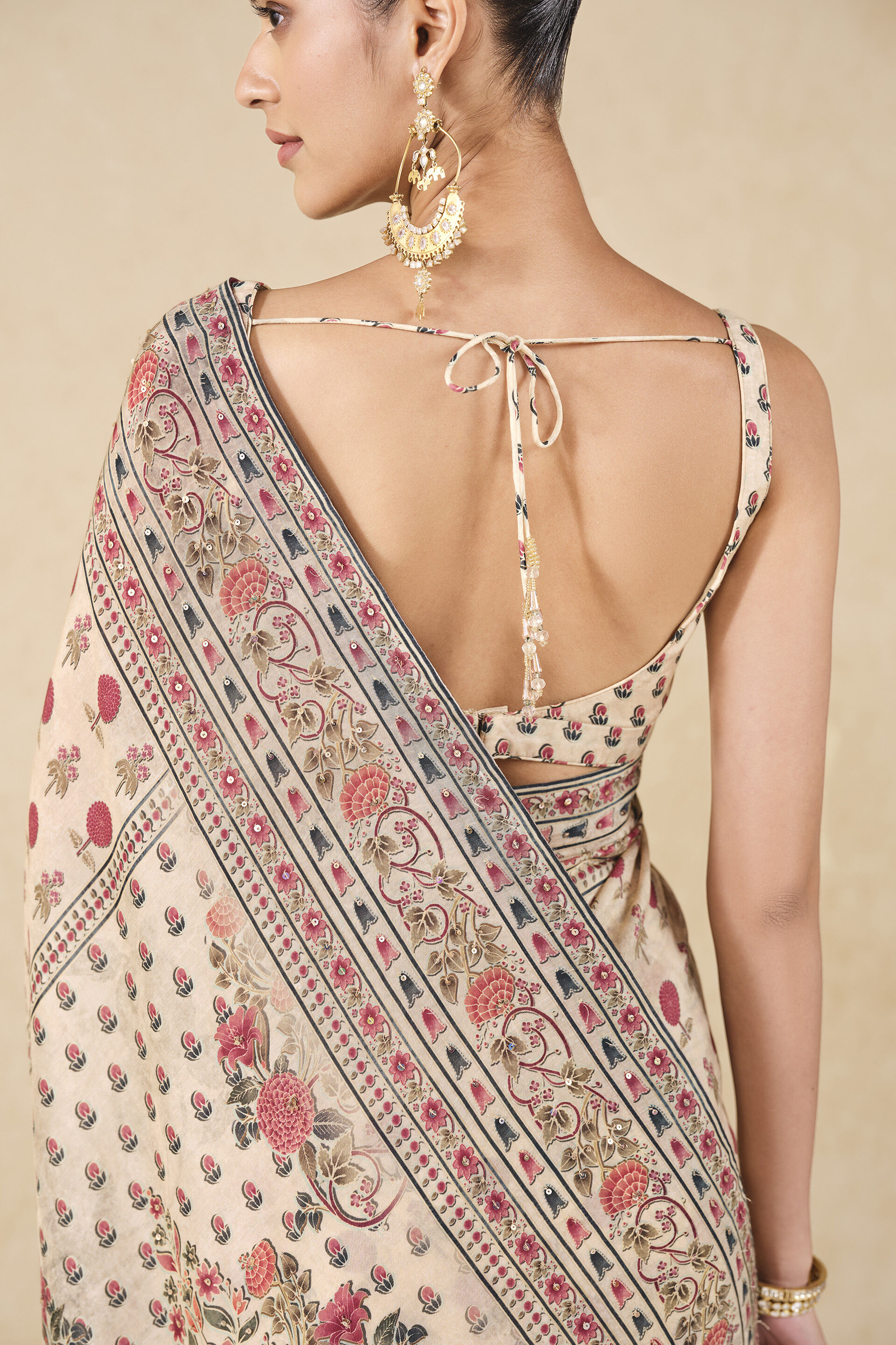 Aban Printed Silk Saree - Ivory, Ivory, image 7